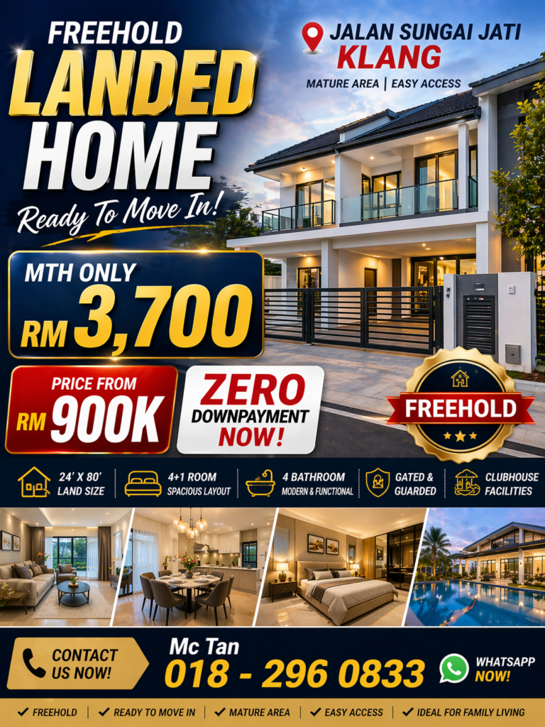 Amverton Link Klang Freehold Phase 3 rare 24ft wide superlink facade